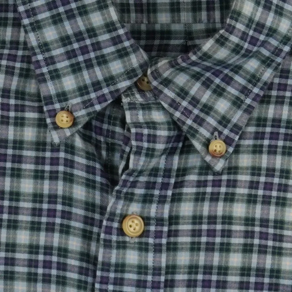 Polo Ralph Lauren Blue Plaid Green Button Down Shirt Men's Size Large